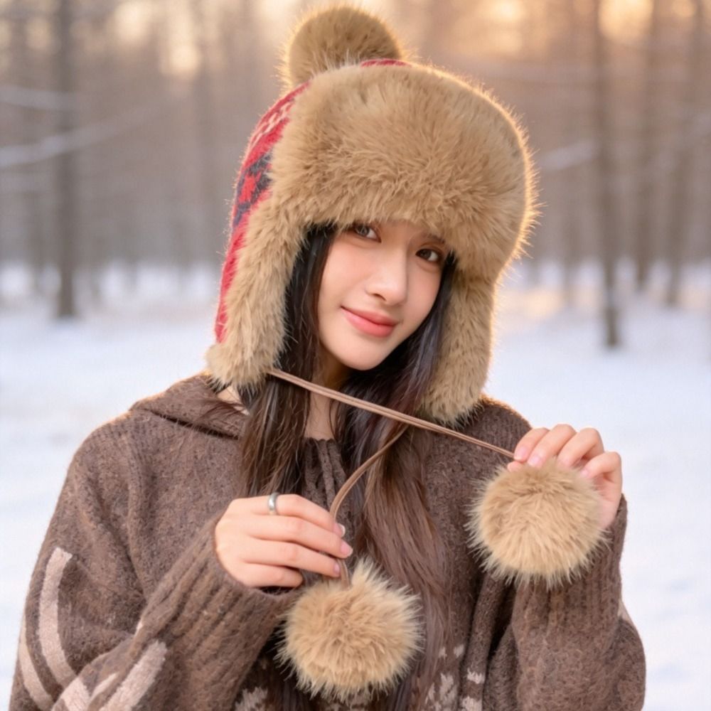 Trapper Hat Ear Flap - Elegante Chapéu Trapper de Poliéster Tricotado